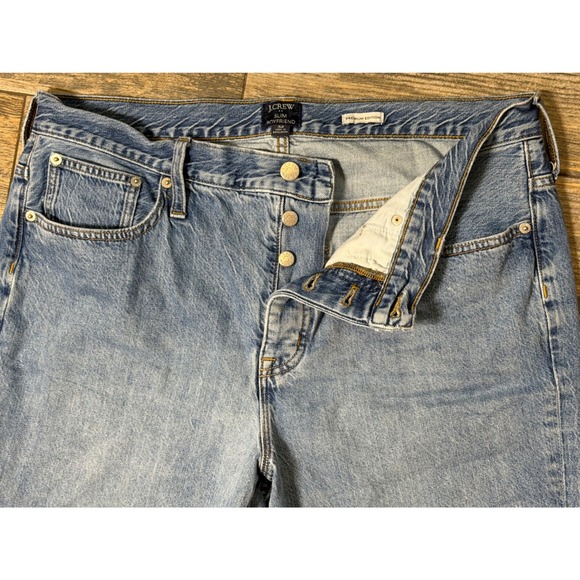 J.Crew Slim Boyfriend Premium Edition Patchwork Light Wash Blue Jeans Size 32 ** - Picture 3 of 12